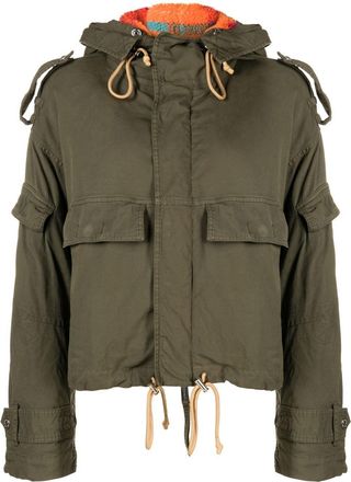 Dsquared2 fleece-lined hooded jacket - women - Cotton/Cotton/Polyester/Spandex/Elastane - 40 - Green