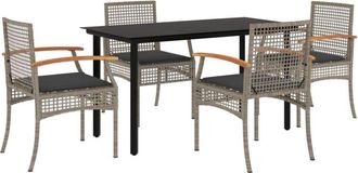 vidaXL Vidaxl - Set Comedor De Jard&iacute;n 5 Piezas Con Cojines Rat&aacute;n Sint&eacute;tico Gris