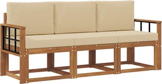 vidaXL Conjunto De Sof&aacute;s De Exterior 3 Uds. Natural Y Beige Vidaxl