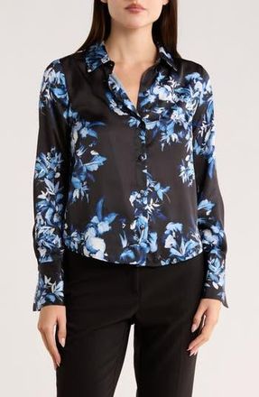 1.State Floral Button-Up Shirt in Dusty Blue at Nordstrom Rack, Size 00