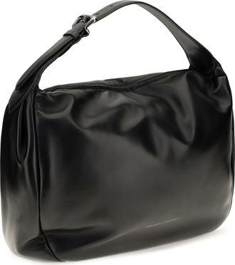 Brunello Cucinelli Womens Boule Nappa Leather Shoulder Bag Nero Calf Bos Taurus