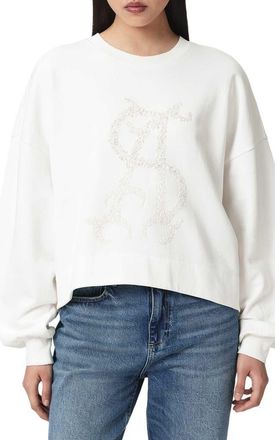 AllSaints Reflex Lila Graphic Sweatshirt in Optic White at Nordstrom, Size X-Small