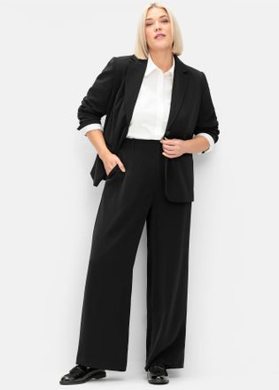 Sheego Stoffhose SHEEGO, Damen, Gr. 40, Normalgr&ouml;ssen, schwarz, 100% Polyester, unifarben, Hosen Stoffhose