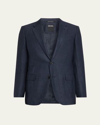 Ermenegildo Zegna Mens Woven Houndstooth Single-Breasted Sport Coat