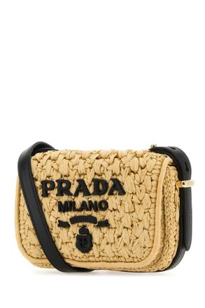 Prada Womens Raffia Crossbody Bag Naturalenero Borse A Tracolla