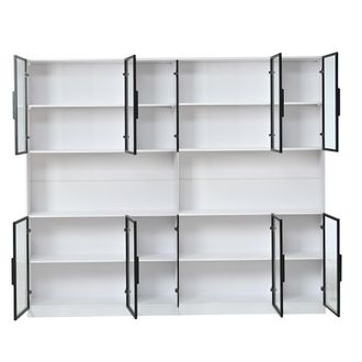 STILVORA Vetrina Con 12 Ante, Illuminazione Led E Ante In Vetro, Armadio Contenitore Per Soggiorno In Mdf, Bianco, 240&times;34&times;200 Cm