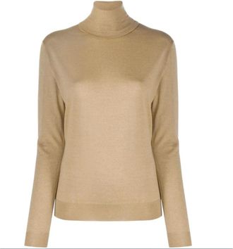 Stella McCartney Hoge Hals Kamel Trui Fijne Brei - Dames - Coltruien - Bruin - S - Wol - Truien & Vesten