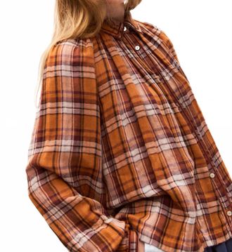 Carolina K Brisa Long Sleeve Button Down Shirt In Orange