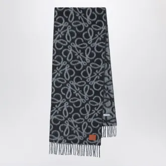 Loewe Sciarpa nera/grigia in misto alpaca e lana