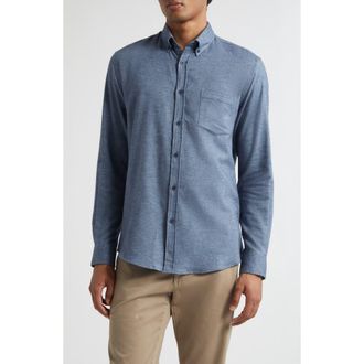 Sunspel Brushed Cotton Flannel Button-Down Shirt in Light Blue Mel26 at Nordstrom, Size Xx-Large