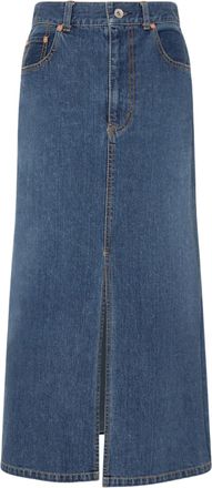 sacai Mid-Length Denim Skirt with Flared Design