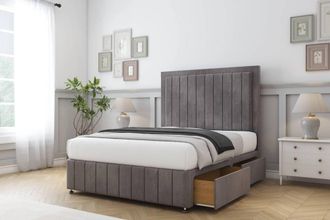 Sloomy Pemberton Naples Divan Set No Drawers-26 Headboard-Footboard in Grey | Size: King