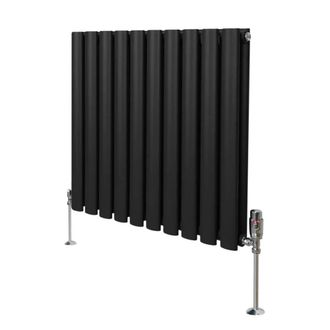 MonsterShop Oval Column Radiator & Valves - 600mm x 600mm - Black