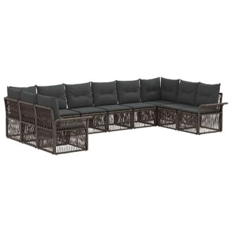 vidaXL Conjunto De Sof&aacute;s De Jard&iacute;n 10 Pcs Gris Rat&aacute;n Sint&eacute;tico Vidaxl