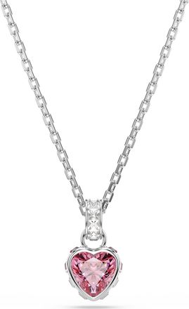 Swarovski Chroma Pendant, Mixed Cuts, Pink, Rhodium Plated