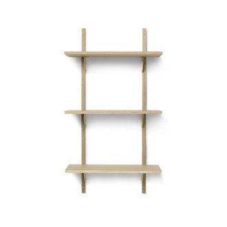 Ferm Living Sector Wandregal triple, 54 cm, Eiche / Messing