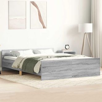 vidaXL Estructura De Cama Con Cabecero Piecero Gris Sonoma 135x190 Cm Vidaxl