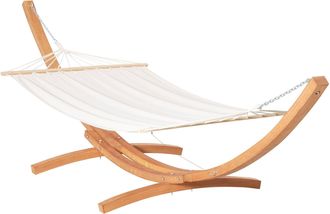 OUTSUNNY Outdoor Garden Hammock Swing Hanging Bed withWooden Stand for Patio