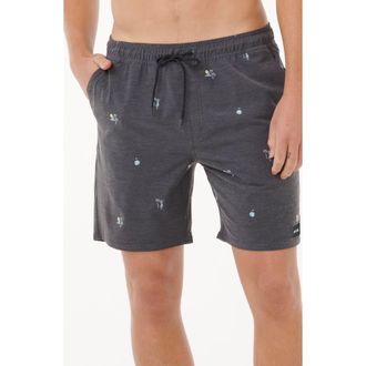 Rip Curl Skelly Breach Volley Swim Trunks in Black at Nordstrom, Size Xx-Large