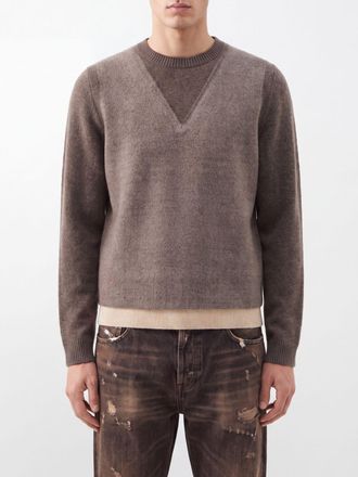 Maison Margiela Maglia girocollo in lana vergine con design double-layer