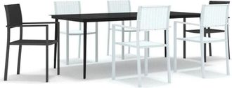 vidaXL 7 Piece Garden Dining Set Black and White Vidaxl