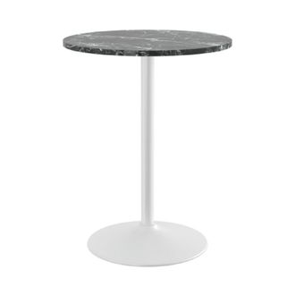Netfurniture Richmond White Bar Table 96cm Black Marble