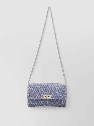 Valentino Garavani rockstud spike tweed clutch bag