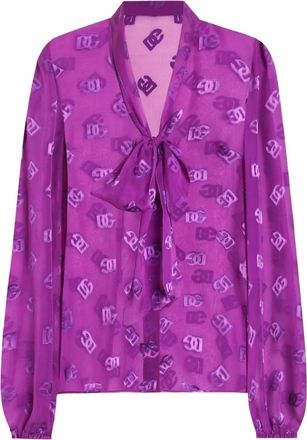 Dolce & Gabbana Camicia DNA con logo DG jacquard - Viola