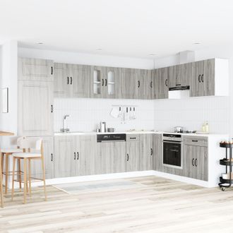 Berkfield Home Kitchen Cabinet Kalmar with Double Basins Grey Sonoma Engineered wood