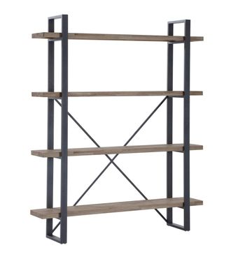 Home Heavenly Estanter&iacute;a alta con estructura met&aacute;lica y estantes de madera en marr&oacute;n