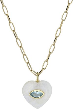 Rachel Reinhardt Jewelry 14K Plated Moonstone/Blue Topaz Necklace