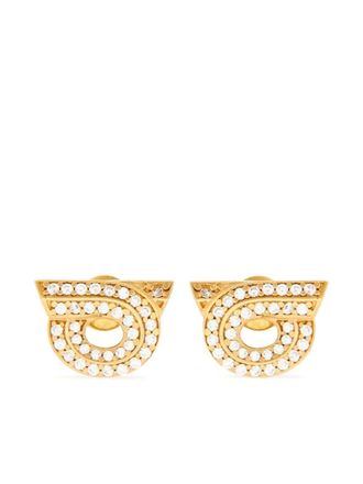 Ferragamo Orecchini Gancini con strass - Oro