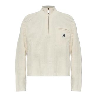 Carhartt Work in Progress Detroit Half Zip Sweater - Dames - Coltruien - Beige - L - Wol - Truien & Vesten