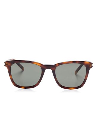 Saint Laurent Eyewear Occhiali da sole con effetto tartarugato - Marrone