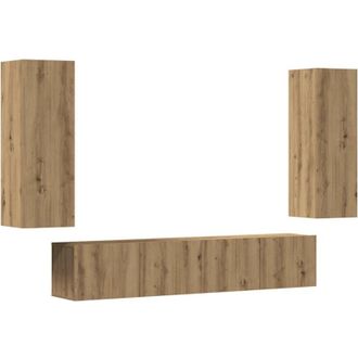 vidaXL Vidaxl - Muebles De Tv De Pared 4 Uds Madera Ingenier&iacute;a Roble Artesanal