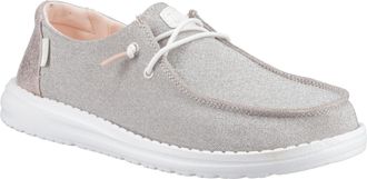HeyDude Womens Wendy Metallic Sparkle Slip On Ladies Shoes - Grey - Size UK 4