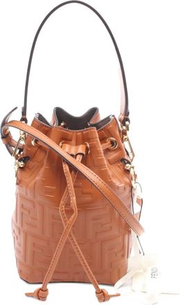 Fendi Borsa a secchiello Mon Tresor mini in pelle con motivo Zucca goffrato 2010-2025 - Marrone