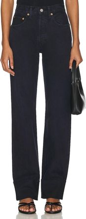 Re/Done High Rise Loose Long Jeans In Blacken Blue