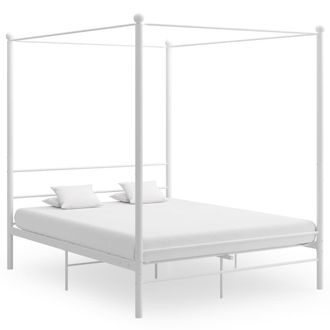 Berkfield Home Canopy Bed Frame White Metal 160x200 cm