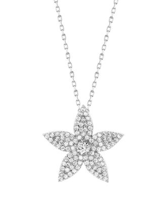 Suzy Levian Suzy Levian Silver Cz Pave Flower Necklace