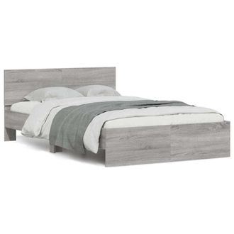 Berkfield Home Bed Frame with Headboard & LED Grey Sonoma 120x200 cm | Size: Small Double