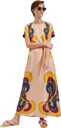 La DoubleJ Rainbow Swing Jurk - Dames - Maxi kleedjes - Roze - M - Kleedjes