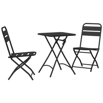 Berkfield Home 3-Piece Folding Bistro Set in Anthracite Steel in Charcoal