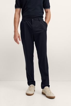 Bugatti Bundfaltenhose BUGATTI Tapered Fit, Herren, Gr. 34, L&auml;nge 30, blau (380, marine), 88% Polyamid, 12% Elasthan, unifarben, gerade, unten schmal, Hosen B