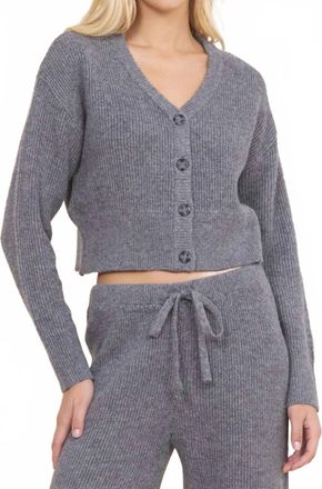 Vintage Havana Sweater Terry V-Neck Cardigan In Heather Grey