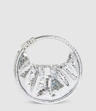 Sonia Rykiel Sac Domino Mini effet Croco Argenté