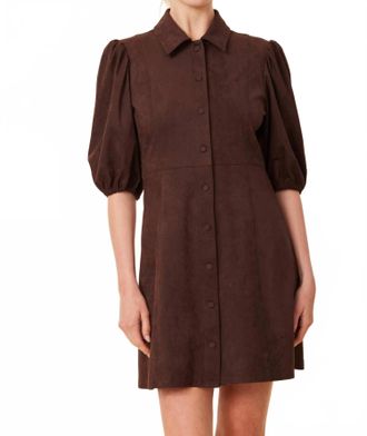 Dolce Cabo Faux Suede Exagerated Sleeve Dress In Coffee