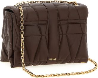 Versace Womens Brown Lamb Leather Shoulder Bag