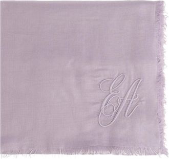 Emporio Armani Logo Sjaal - Dames - Zijden sjaals - Paars - ONE Size - Kasjmier - Accessoires