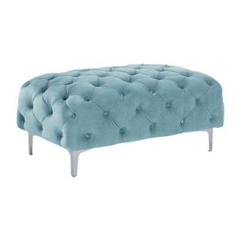 Vente-Unique Pouf Chesterfield in Velluto azzurro pastello - EDWINA